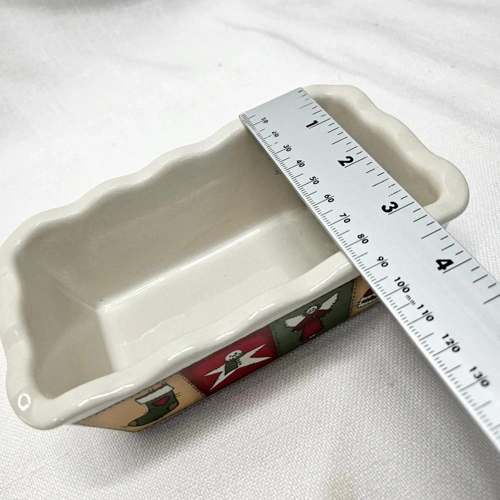 Holiday Mini Loaf Pan Set of 4 Mini Multicolor Ceramic Christmas Decor baking‎
